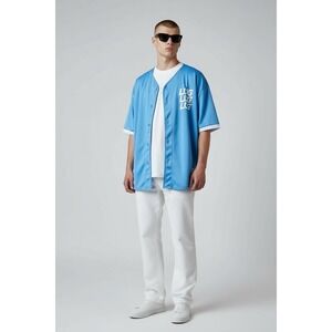 LUG Men's XL Baseball Jersey Shirt Blue White Athletic Streetwear